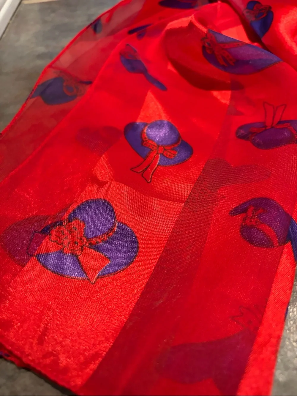 Red purple hat society Satin/poly Scarf - Women's Accessories